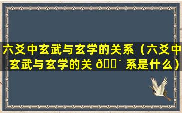 六爻中玄武与玄学的关系（六爻中玄武与玄学的关 🌴 系是什么）